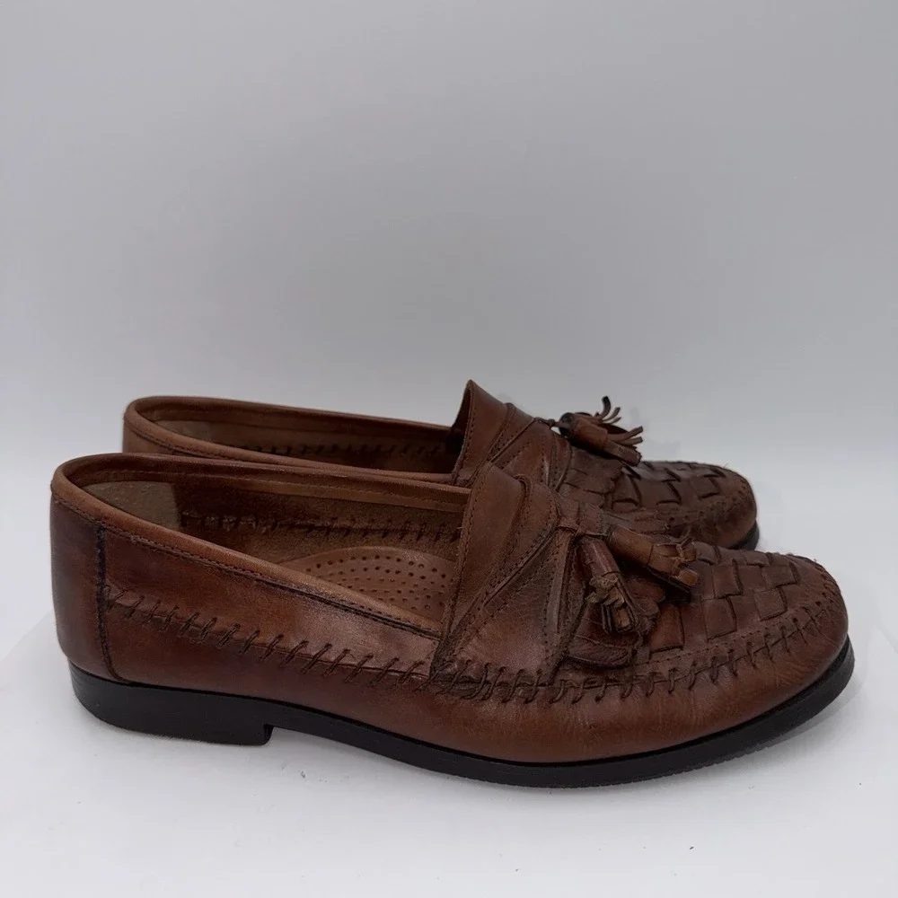 Giorgio Brutini Mens Shoes Size 8 M Loafers Woven Leather Kiltie Tassel